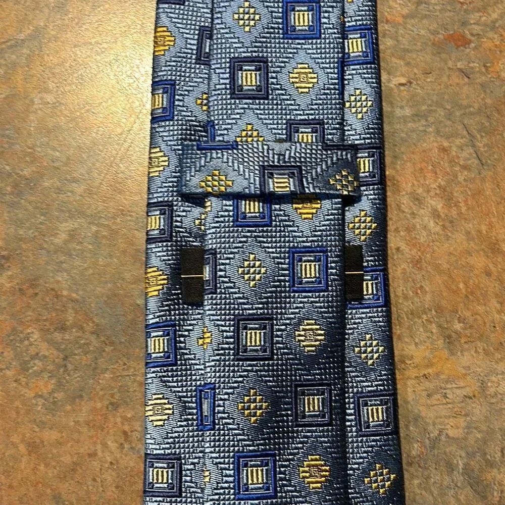Jos. A. Bank Signature Gold Silk Tie Blue Gold